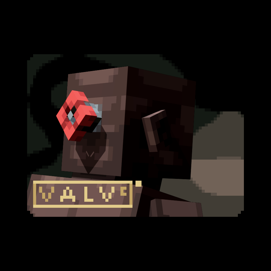 Low-poly pixelated rendition of the 'Open your mind' logo from the Valve intro