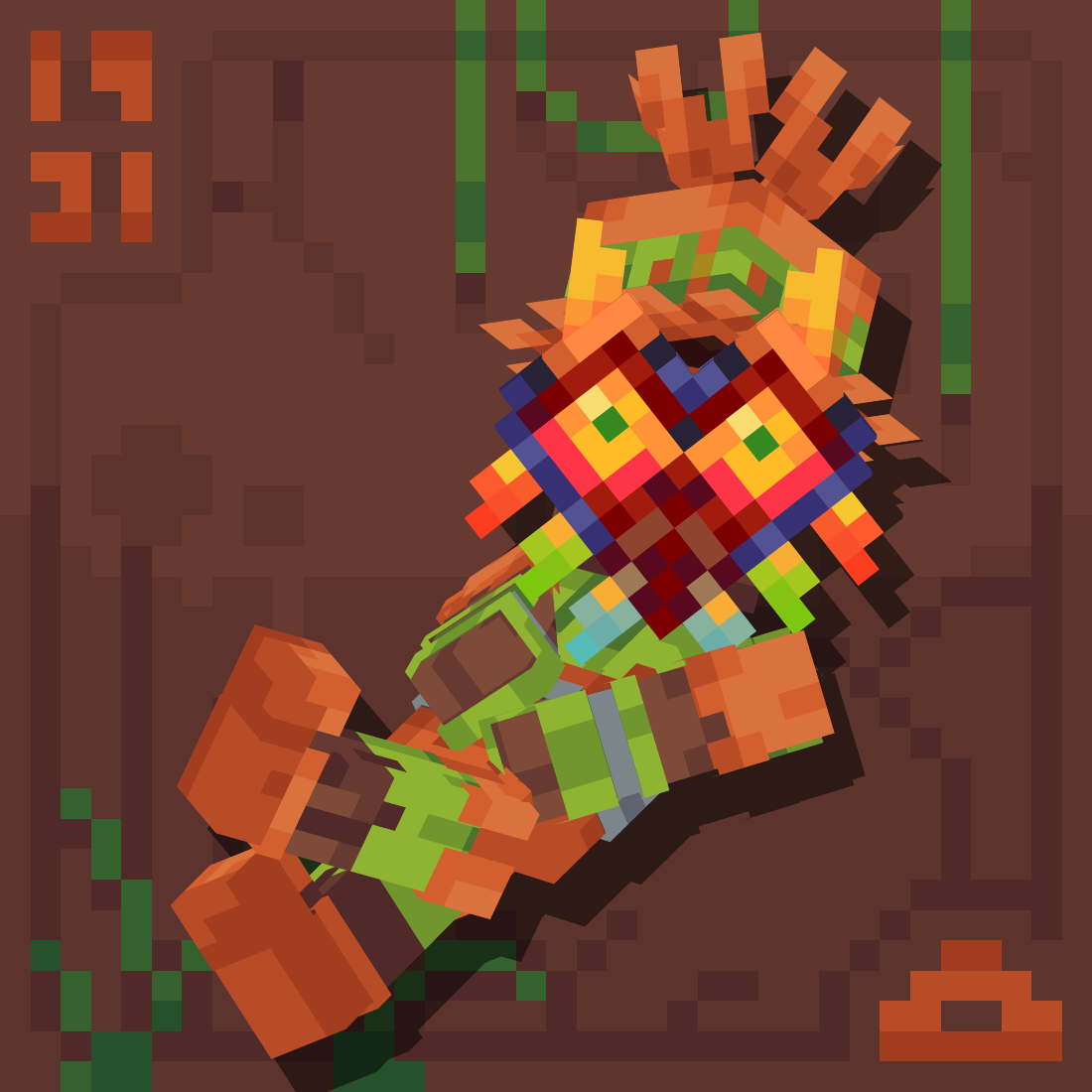 Low-poly pixelated model of Skull Kid from The Legend of Zelda: Ocarina of Time